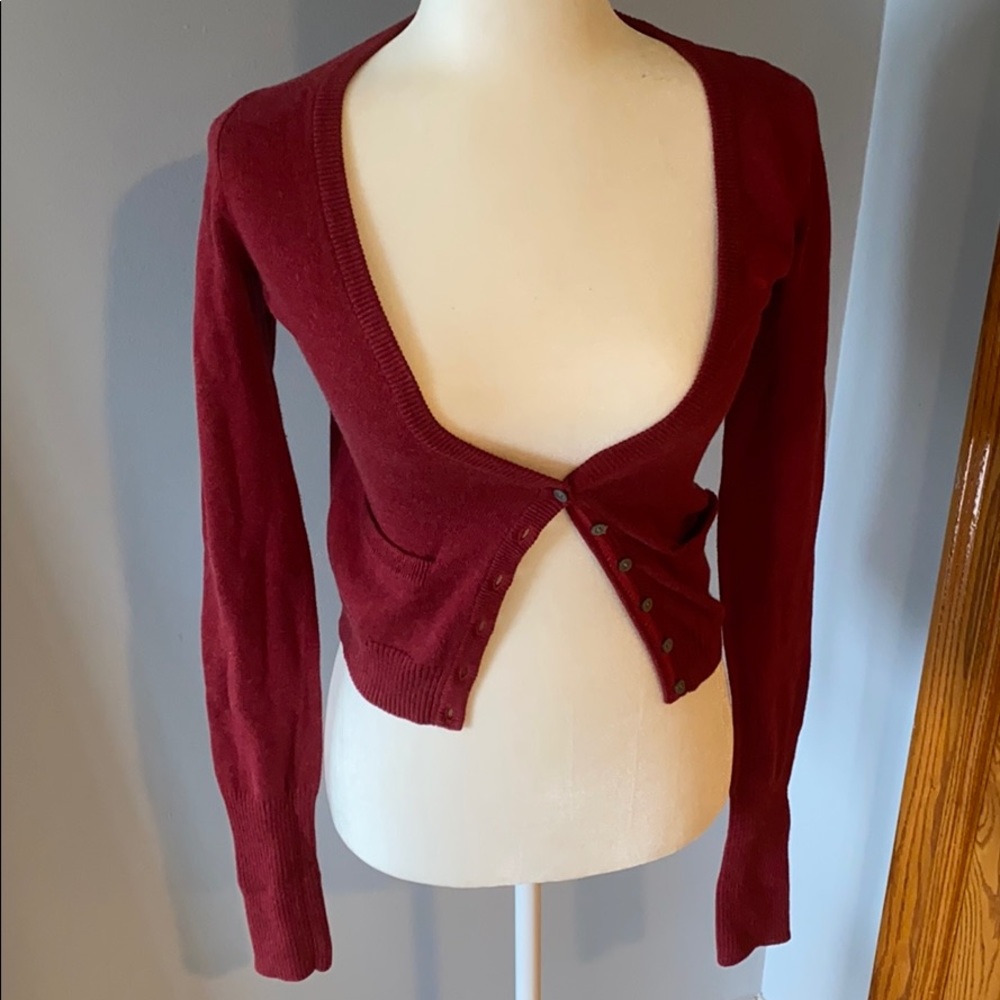 Red cardigan